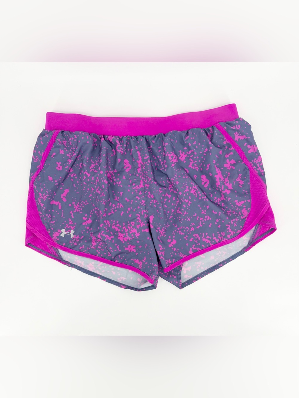 Under Armour HeatGear Running Shorts Women’s Large Pink Gray Athletic